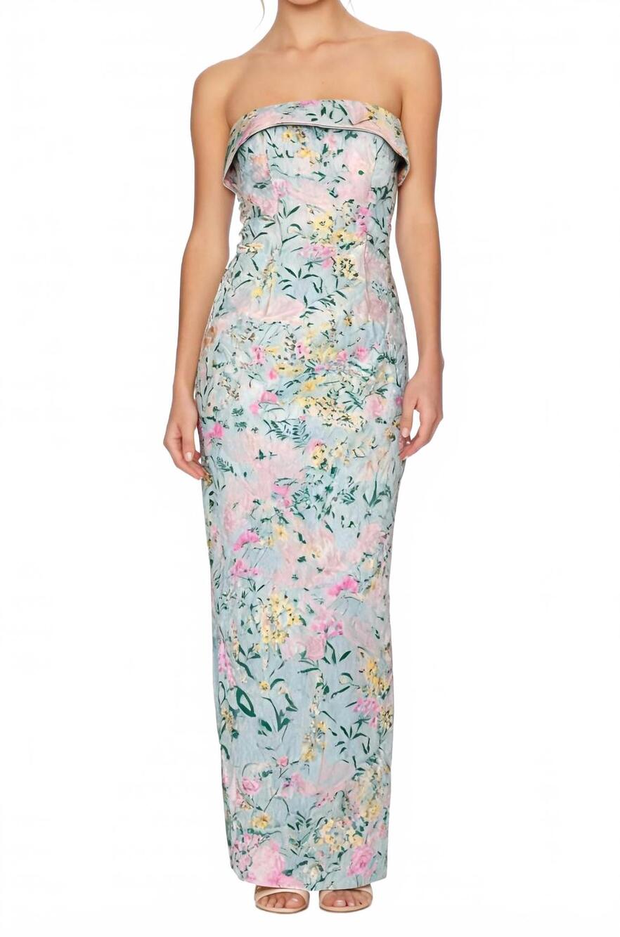NEW KATIE MAY elin gown in metallic meadow